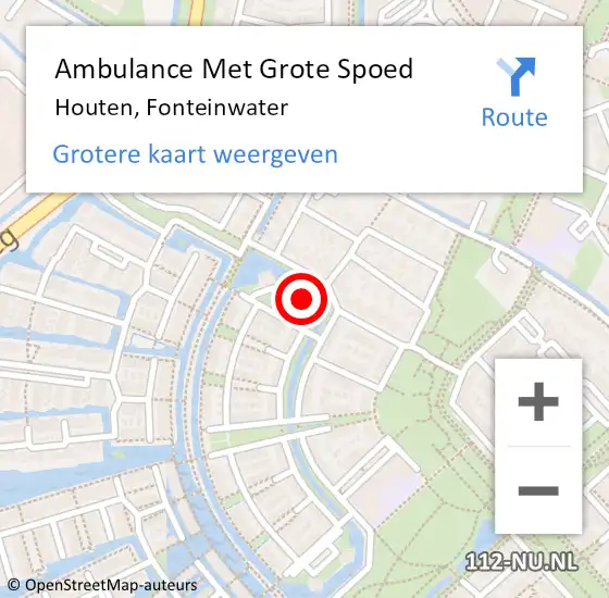Locatie op kaart van de 112 melding: Ambulance Met Grote Spoed Naar Houten, Fonteinwater op 14 februari 2018 10:14