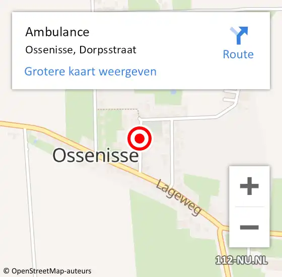 Locatie op kaart van de 112 melding: Ambulance Ossenisse, Dorpsstraat op 14 februari 2018 10:15