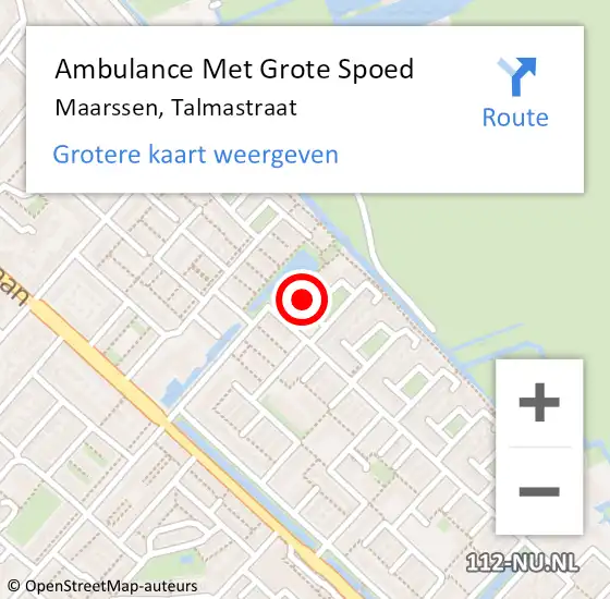 Locatie op kaart van de 112 melding: Ambulance Met Grote Spoed Naar Maarssen, Talmastraat op 16 februari 2014 08:29