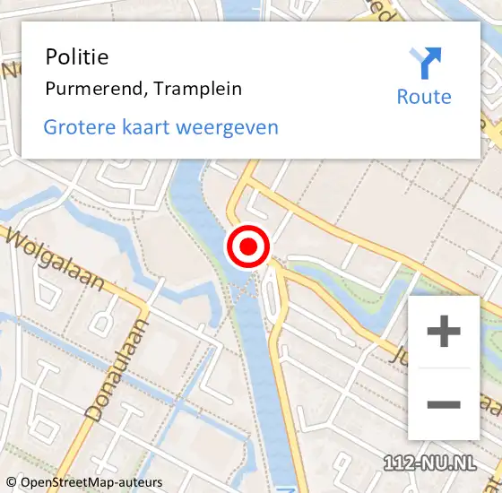 Locatie op kaart van de 112 melding: Politie Purmerend, Tramplein op 14 februari 2018 10:49