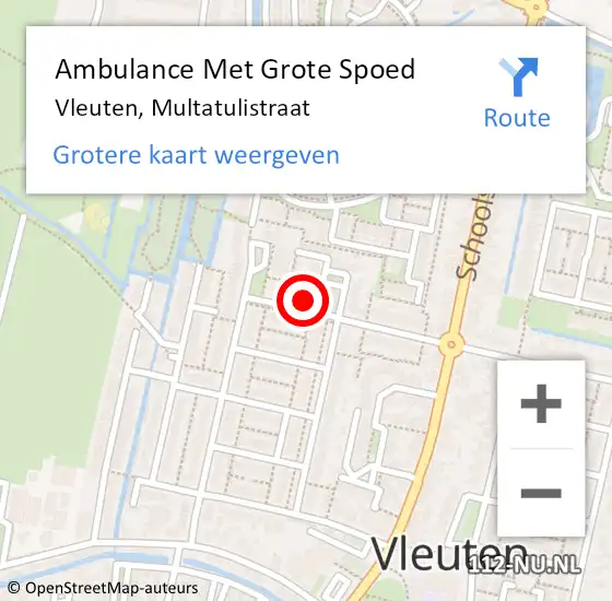 Locatie op kaart van de 112 melding: Ambulance Met Grote Spoed Naar Vleuten, Multatulistraat op 14 februari 2018 11:03