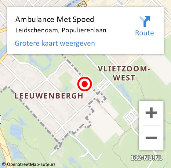 Locatie op kaart van de 112 melding: Ambulance Met Spoed Naar Leidschendam, Populierenlaan op 14 februari 2018 11:21