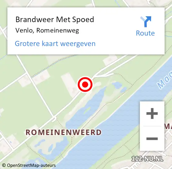 Locatie op kaart van de 112 melding: Brandweer Met Spoed Naar Venlo, Romeinenweg op 14 februari 2018 11:59