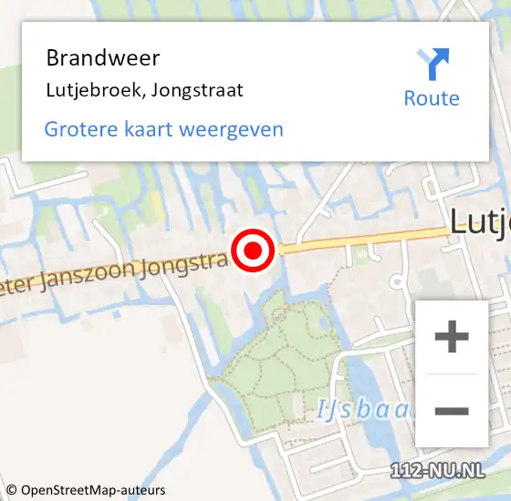 Locatie op kaart van de 112 melding: Brandweer Lutjebroek, Jongstraat op 14 februari 2018 12:25