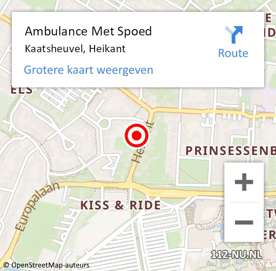 Locatie op kaart van de 112 melding: Ambulance Met Spoed Naar Kaatsheuvel, Heikant op 14 februari 2018 12:30