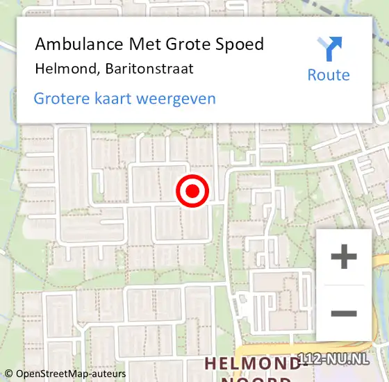 Locatie op kaart van de 112 melding: Ambulance Met Grote Spoed Naar Helmond, Baritonstraat op 14 februari 2018 12:30