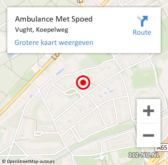 Locatie op kaart van de 112 melding: Ambulance Met Spoed Naar Vught, Koepelweg op 14 februari 2018 12:54