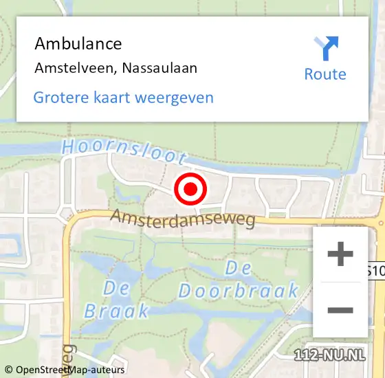 Locatie op kaart van de 112 melding: Ambulance Amstelveen, Nassaulaan op 14 februari 2018 13:10