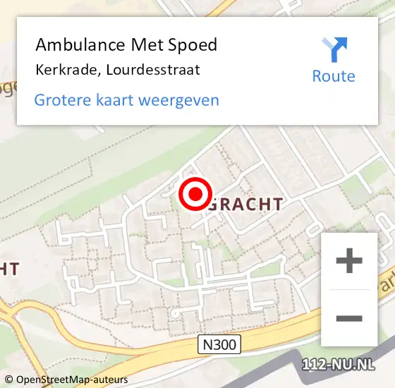 Locatie op kaart van de 112 melding: Ambulance Met Spoed Naar Kerkrade, Lourdesstraat op 14 februari 2018 13:14