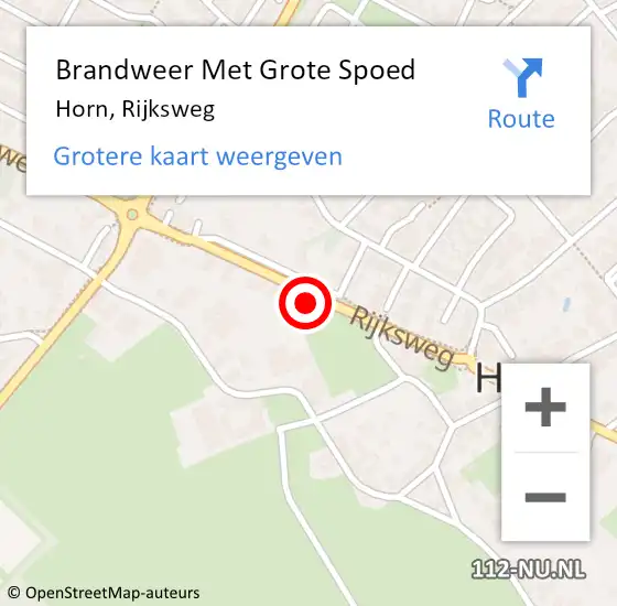 Locatie op kaart van de 112 melding: Brandweer Met Grote Spoed Naar Horn, Rijksweg op 14 februari 2018 13:18