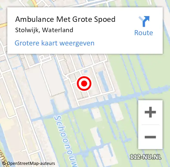 Locatie op kaart van de 112 melding: Ambulance Met Grote Spoed Naar Stolwijk, Waterland op 14 februari 2018 13:54
