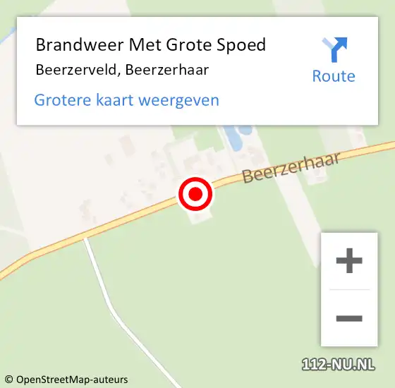 Locatie op kaart van de 112 melding: Brandweer Met Grote Spoed Naar Beerzerveld, Beerzerhaar op 14 februari 2018 13:54