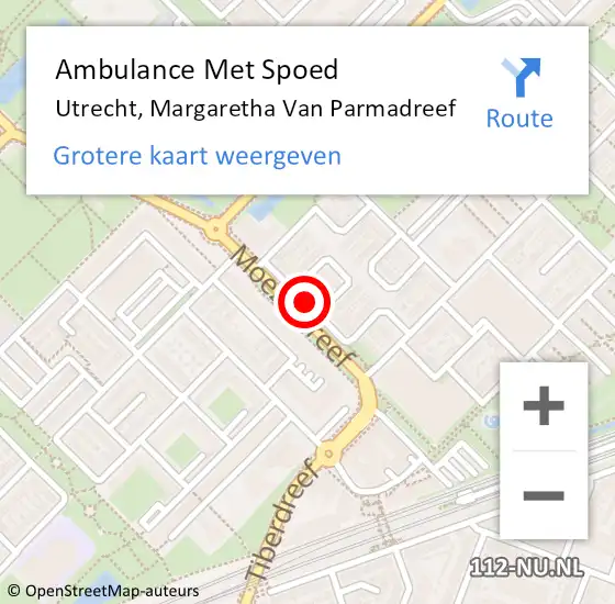 Locatie op kaart van de 112 melding: Ambulance Met Spoed Naar Utrecht, Margaretha Van Parmadreef op 14 februari 2018 14:04