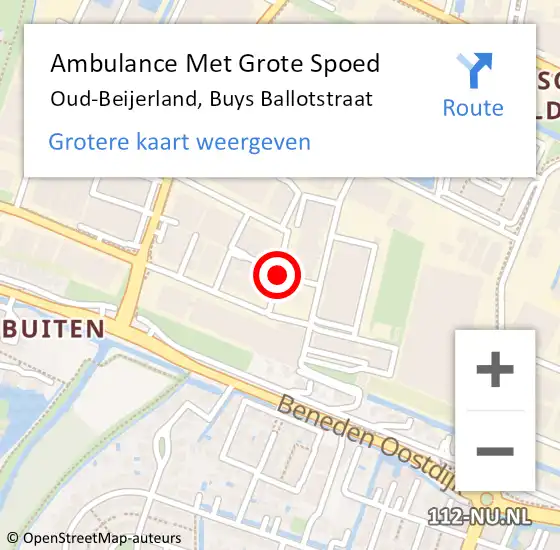 Locatie op kaart van de 112 melding: Ambulance Met Grote Spoed Naar Oud-Beijerland, Buys Ballotstraat op 14 februari 2018 14:22