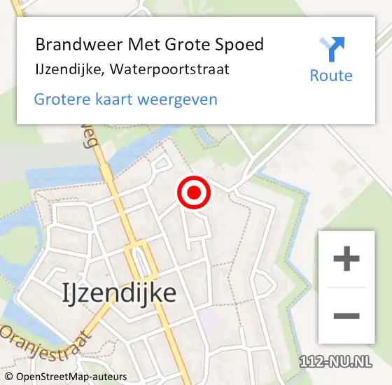 Locatie op kaart van de 112 melding: Brandweer Met Grote Spoed Naar IJzendijke, Waterpoortstraat op 14 februari 2018 14:25