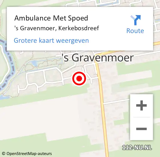 Locatie op kaart van de 112 melding: Ambulance Met Spoed Naar 's Gravenmoer, Kerkebosdreef op 14 februari 2018 14:59