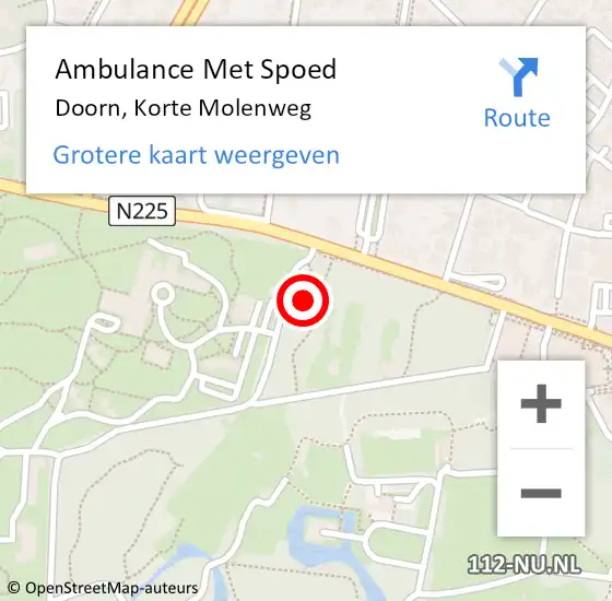 Locatie op kaart van de 112 melding: Ambulance Met Spoed Naar Doorn, Korte Molenweg op 14 februari 2018 15:03