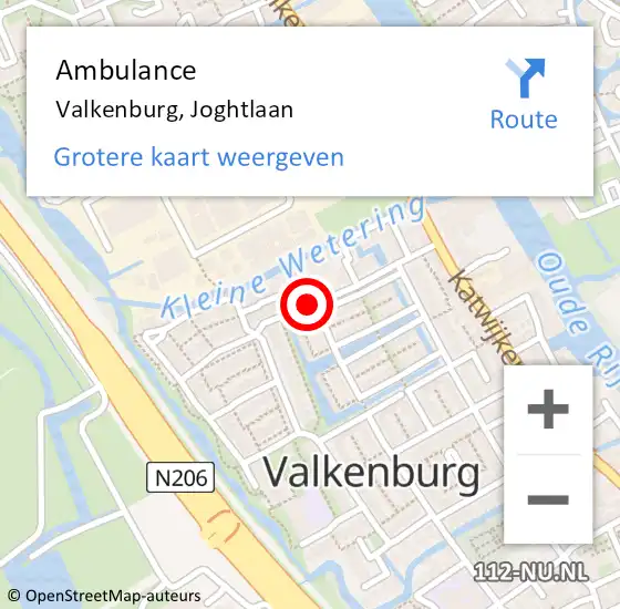 Locatie op kaart van de 112 melding: Ambulance Valkenburg, Joghtlaan op 14 februari 2018 15:21