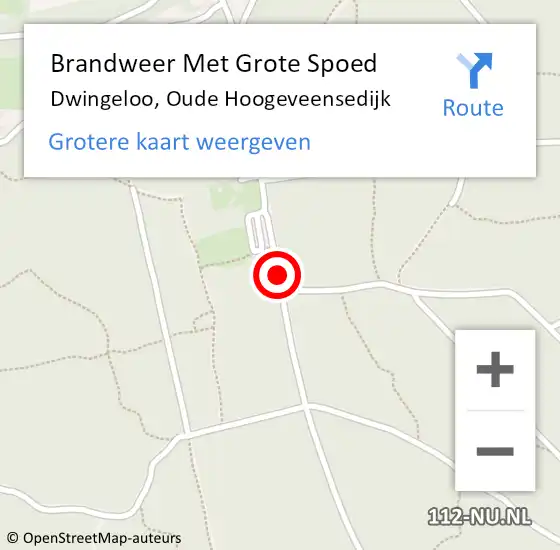 Locatie op kaart van de 112 melding: Brandweer Met Grote Spoed Naar Dwingeloo, Oude Hoogeveensedijk op 14 februari 2018 15:41