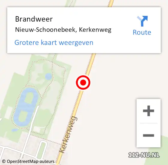 Locatie op kaart van de 112 melding: Brandweer Nieuw-Schoonebeek, Kerkenweg op 14 februari 2018 15:49