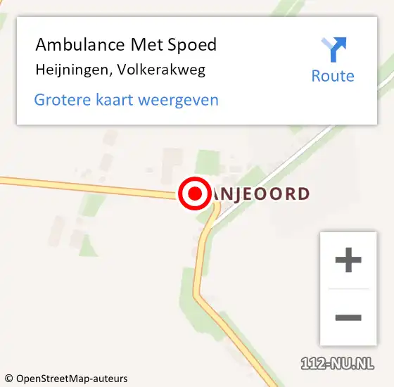 Locatie op kaart van de 112 melding: Ambulance Met Spoed Naar Heijningen, Volkerakweg op 14 februari 2018 15:52