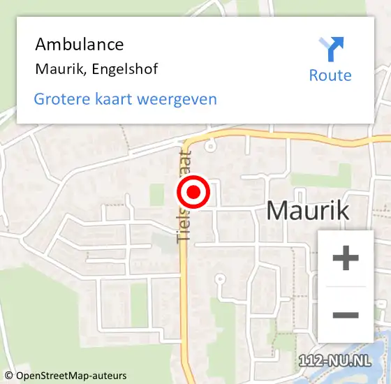 Locatie op kaart van de 112 melding: Ambulance Maurik, Engelshof op 14 februari 2018 15:59