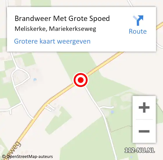 Locatie op kaart van de 112 melding: Brandweer Met Grote Spoed Naar Meliskerke, Mariekerkseweg op 14 februari 2018 16:14