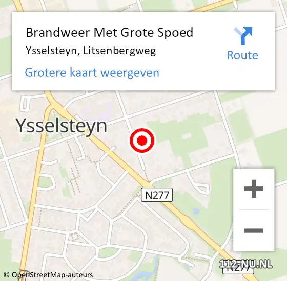 Locatie op kaart van de 112 melding: Brandweer Met Grote Spoed Naar Ysselsteyn, Litsenbergweg op 14 februari 2018 16:41