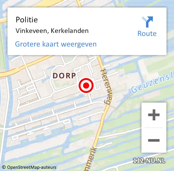 Locatie op kaart van de 112 melding: Politie Vinkeveen, Kerkelanden op 14 februari 2018 17:03