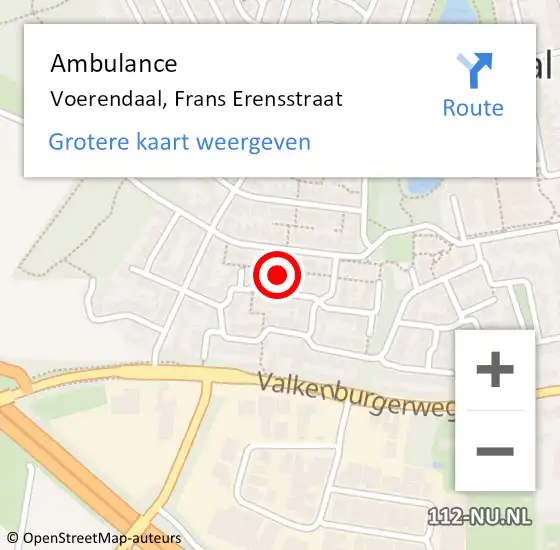 Locatie op kaart van de 112 melding: Ambulance Voerendaal, Frans Erensstraat op 16 februari 2014 09:36