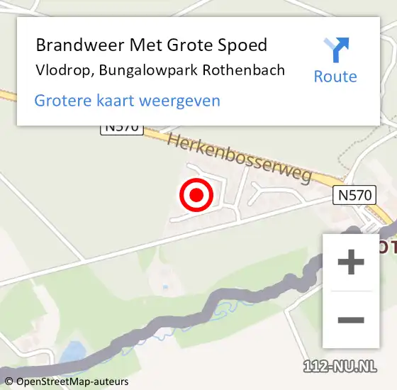 Locatie op kaart van de 112 melding: Brandweer Met Grote Spoed Naar Vlodrop, Bungalowpark Rothenbach op 14 februari 2018 17:52