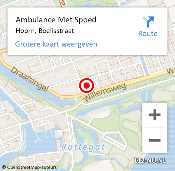 Locatie op kaart van de 112 melding: Ambulance Met Spoed Naar Hoorn, Boelisstraat op 14 februari 2018 18:23