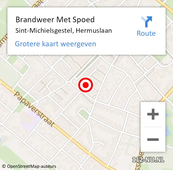 Locatie op kaart van de 112 melding: Brandweer Met Spoed Naar Sint-Michielsgestel, Hermuslaan op 14 februari 2018 18:23