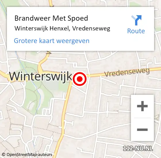 Locatie op kaart van de 112 melding: Brandweer Met Spoed Naar Winterswijk Henxel, Vredenseweg op 14 februari 2018 18:25