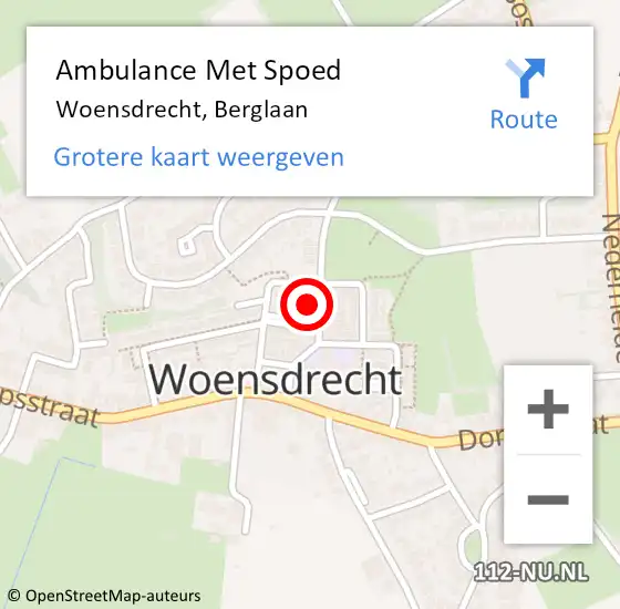 Locatie op kaart van de 112 melding: Ambulance Met Spoed Naar Woensdrecht, Berglaan op 14 februari 2018 19:00