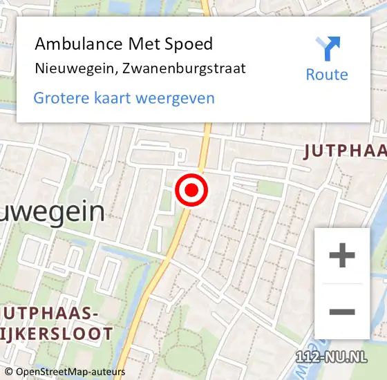 Locatie op kaart van de 112 melding: Ambulance Met Spoed Naar Nieuwegein, Zwanenburgstraat op 14 februari 2018 19:13