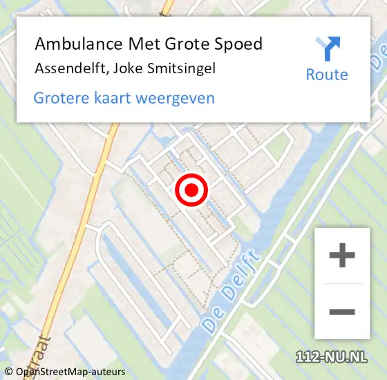 Locatie op kaart van de 112 melding: Ambulance Met Grote Spoed Naar Assendelft, Joke Smitsingel op 14 februari 2018 19:44