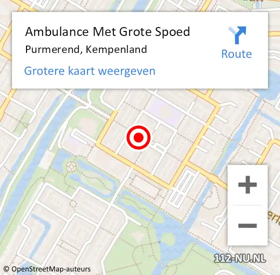 Locatie op kaart van de 112 melding: Ambulance Met Grote Spoed Naar Purmerend, Kempenland op 14 februari 2018 19:47