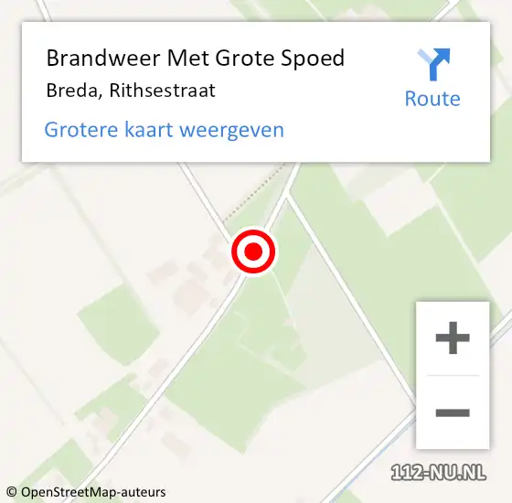 Locatie op kaart van de 112 melding: Brandweer Met Grote Spoed Naar Breda, Rithsestraat op 14 februari 2018 20:00