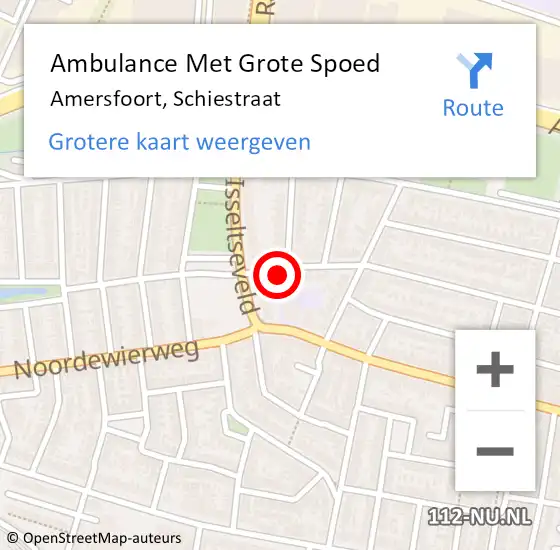 Locatie op kaart van de 112 melding: Ambulance Met Grote Spoed Naar Amersfoort, Schiestraat op 14 februari 2018 20:17