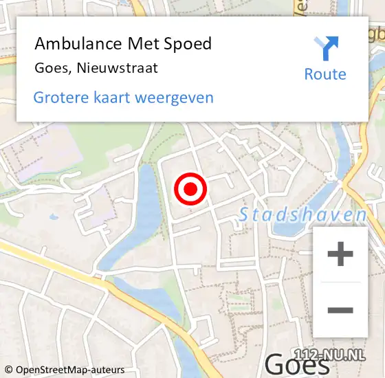 Locatie op kaart van de 112 melding: Ambulance Met Spoed Naar Goes, Nieuwstraat op 14 februari 2018 20:55