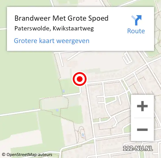 Locatie op kaart van de 112 melding: Brandweer Met Grote Spoed Naar Paterswolde, Kwikstaartweg op 14 februari 2018 20:57