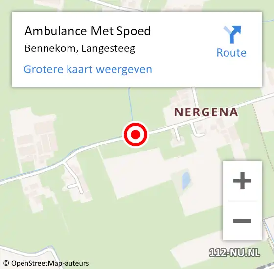 Locatie op kaart van de 112 melding: Ambulance Met Spoed Naar Bennekom, Langesteeg op 14 februari 2018 21:18