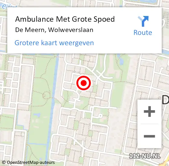 Locatie op kaart van de 112 melding: Ambulance Met Grote Spoed Naar De Meern, Wolweverslaan op 14 februari 2018 22:03