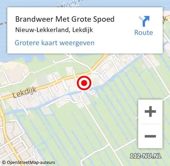 Locatie op kaart van de 112 melding: Brandweer Met Grote Spoed Naar Nieuw-Lekkerland, Lekdijk op 14 februari 2018 22:05