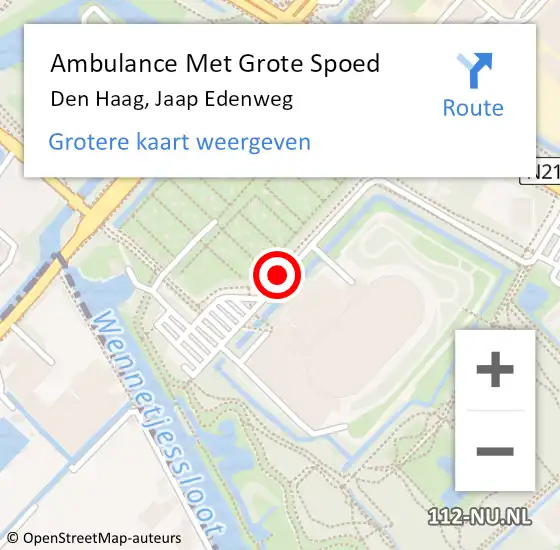 Locatie op kaart van de 112 melding: Ambulance Met Grote Spoed Naar Den Haag, Jaap Edenweg op 14 februari 2018 22:26
