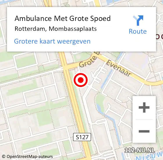 Locatie op kaart van de 112 melding: Ambulance Met Grote Spoed Naar Rotterdam, Mombassaplaats op 14 februari 2018 22:38