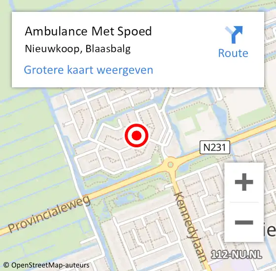 Locatie op kaart van de 112 melding: Ambulance Met Spoed Naar Nieuwkoop, Blaasbalg op 14 februari 2018 22:59