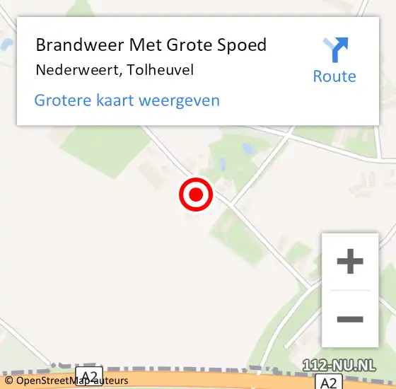 Locatie op kaart van de 112 melding: Brandweer Met Grote Spoed Naar Nederweert, Tolheuvel op 14 februari 2018 23:15