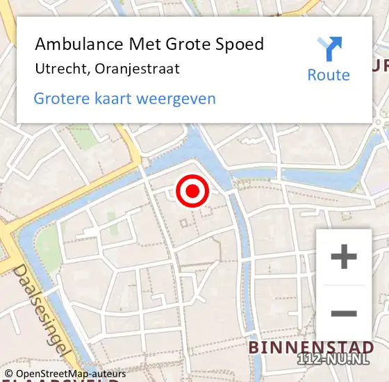 Locatie op kaart van de 112 melding: Ambulance Met Grote Spoed Naar Utrecht, Oranjestraat op 14 februari 2018 23:16